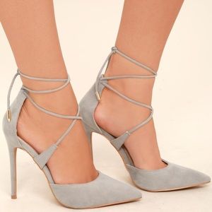 Lulus - lace up gray heels - 7
